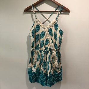 Dark Teal Pattern Romper